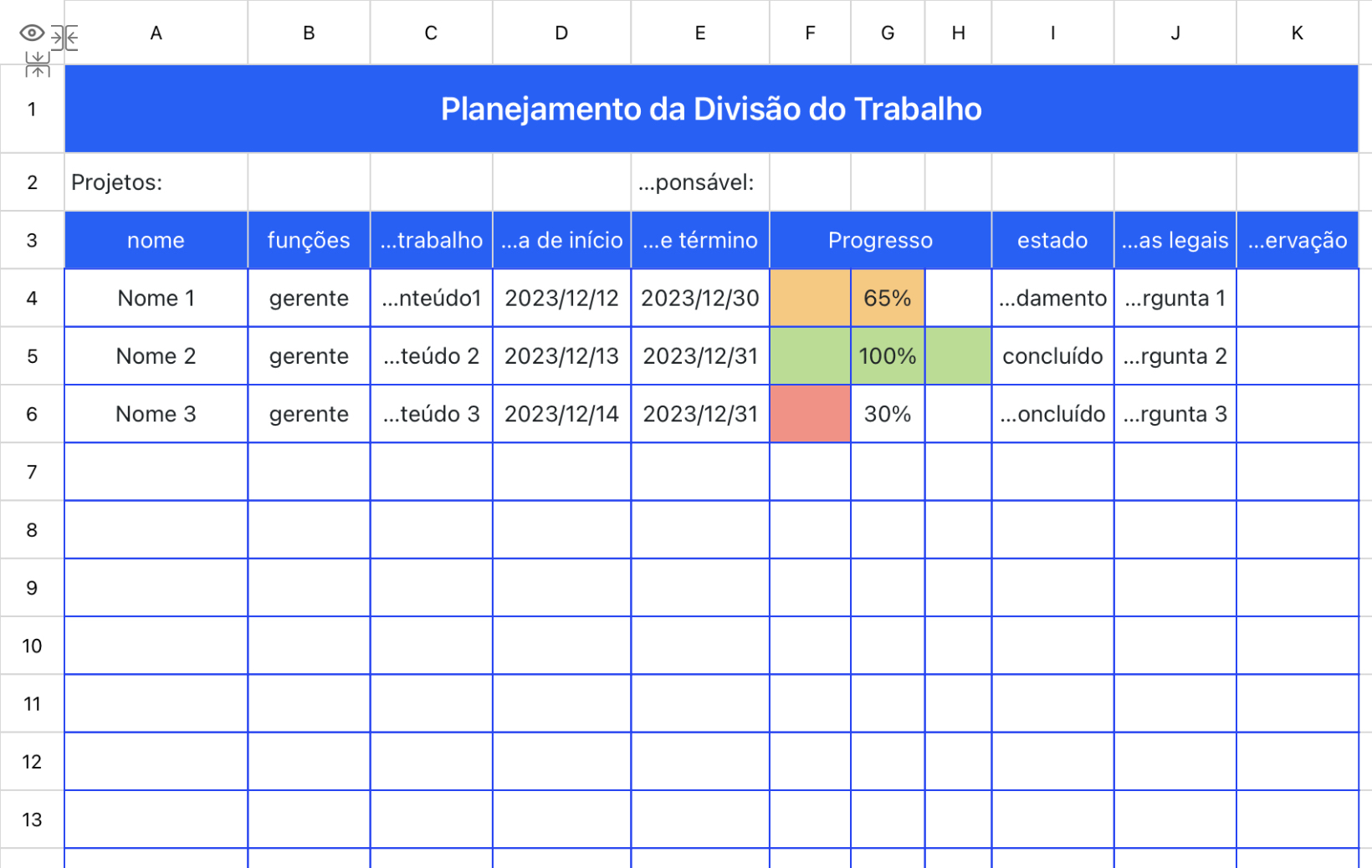 Planejamento da Divisão do Trabalho